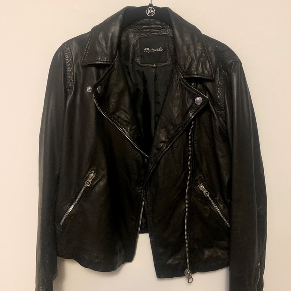 Madewell Washed Leather Motorcycle Jacket (Small) - Picture 1 of 6
